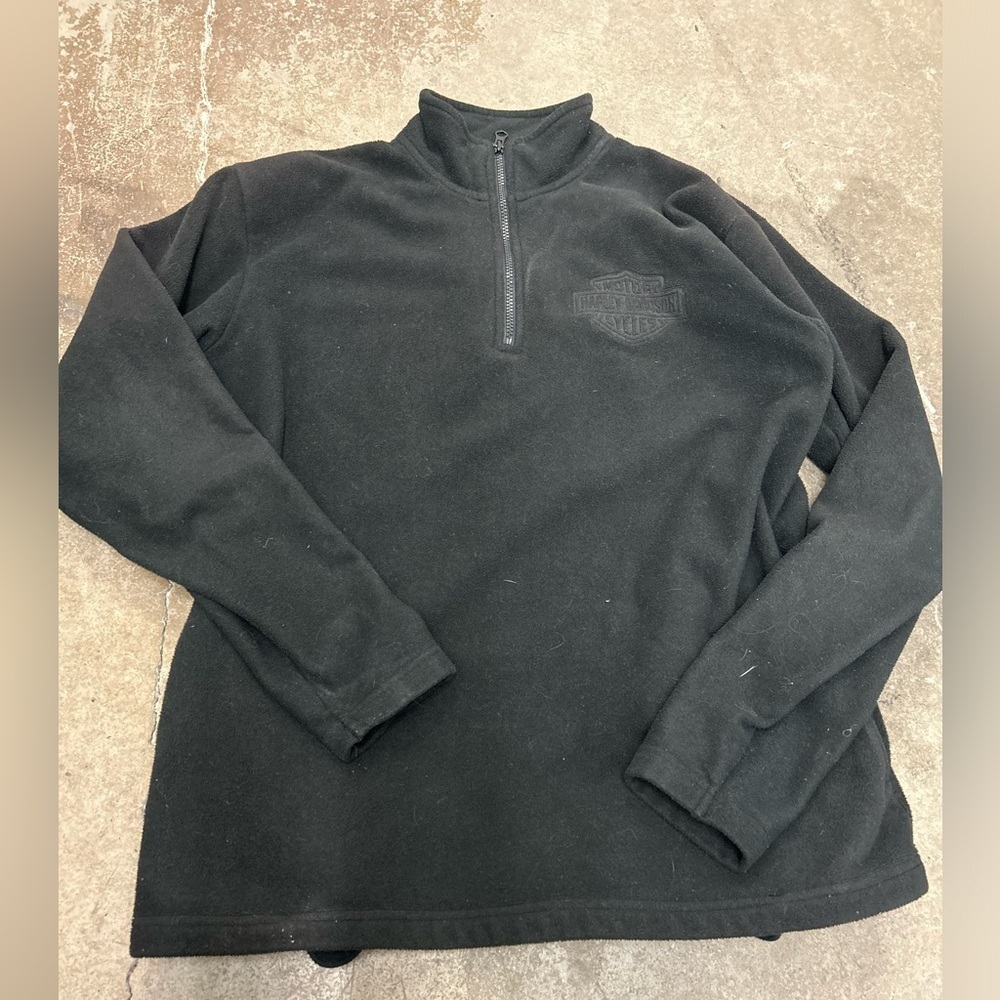 Harley-Davidson‎ Black embroidered quarter zip fleece sweater